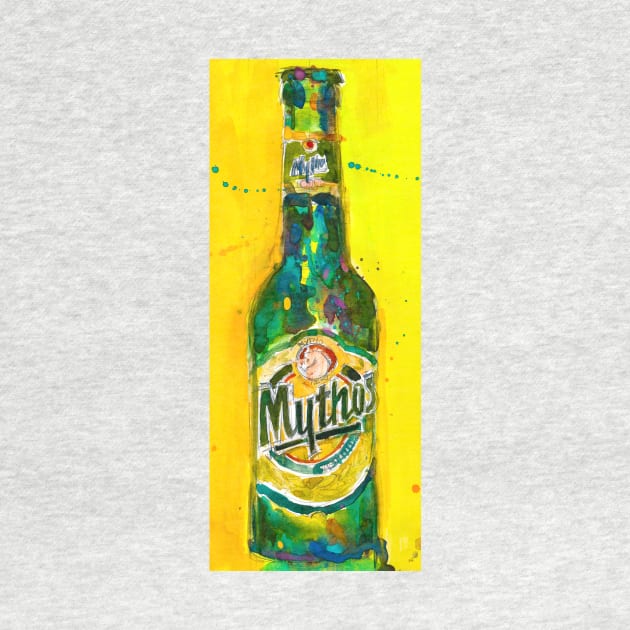 Mythos Brewery Beer Art Print from Original Beer Art Watercolor - Greece - Carlsberg - Man Cave by dfrdesign